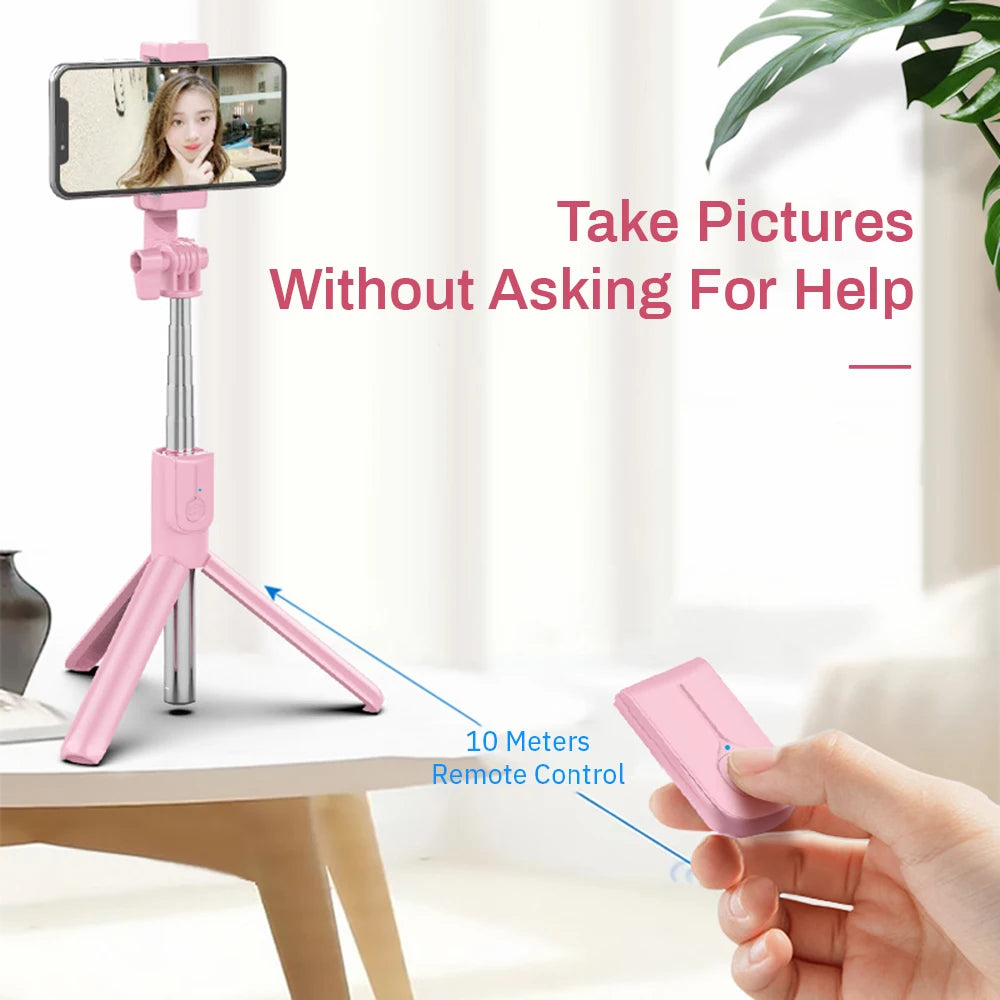 4In1 Wireless Bluetooth Selfie Stick; LED Ring Light INCLUDED!