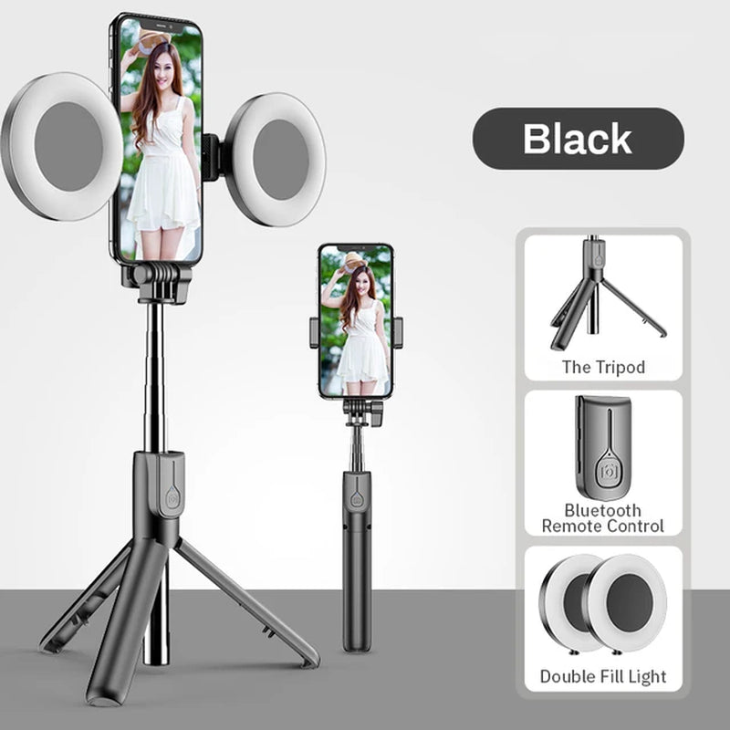 4In1 Wireless Bluetooth Selfie Stick; LED Ring Light INCLUDED!