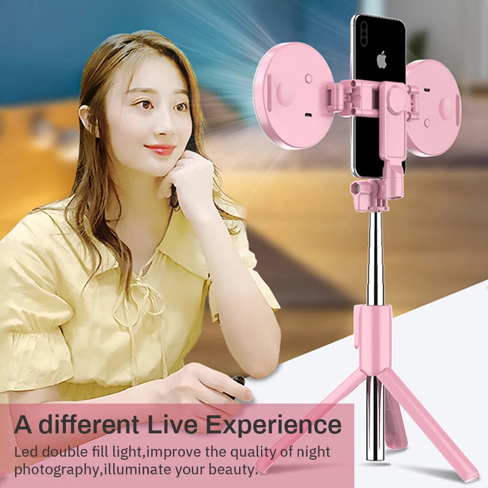 4In1 Wireless Bluetooth Selfie Stick; LED Ring Light INCLUDED!
