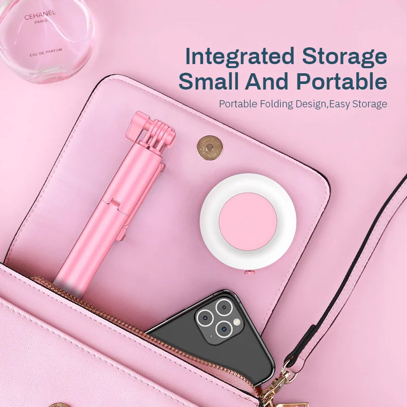 4In1 Wireless Bluetooth Selfie Stick; LED Ring Light INCLUDED!